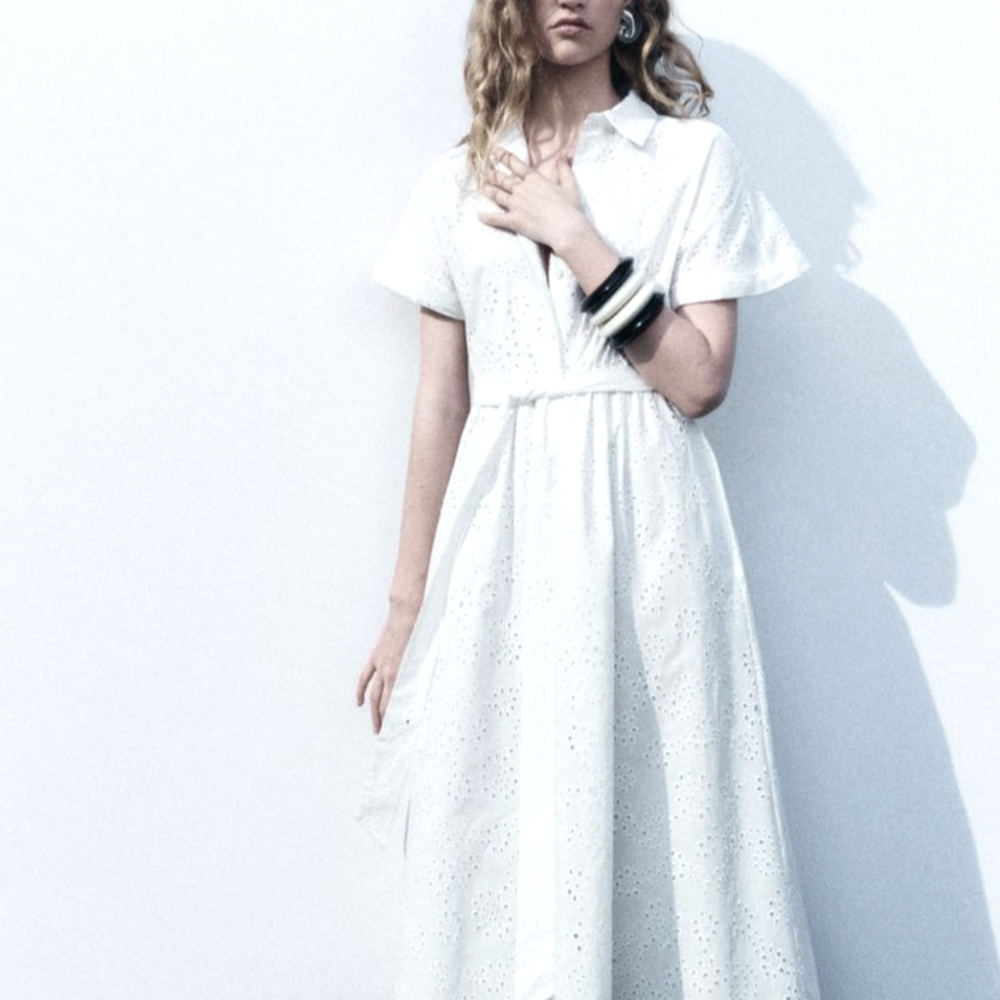 ZARA EMBROIDERED EYELET DRESS ZW COLLECTION DRESS
